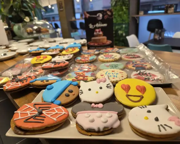 Galletas decoradas infantiles de Hello Kitty y emojis, en La Artesana, Parla
